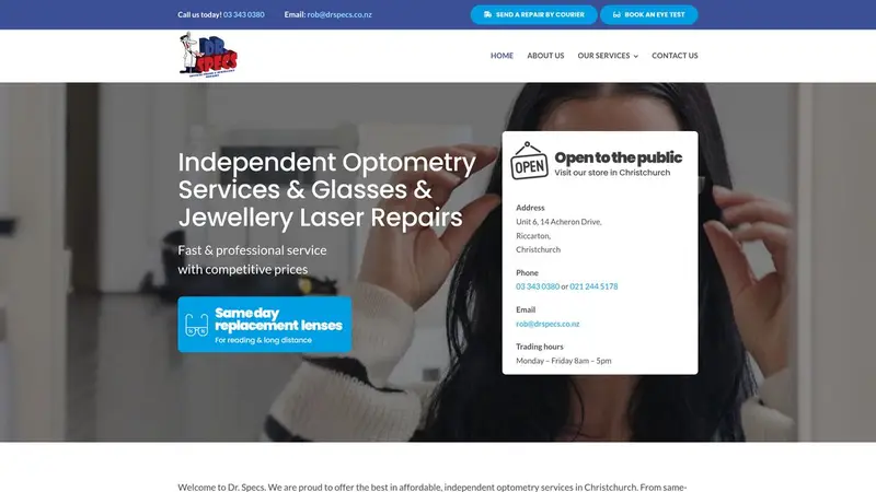 Homepage of drspecs.co.nz
