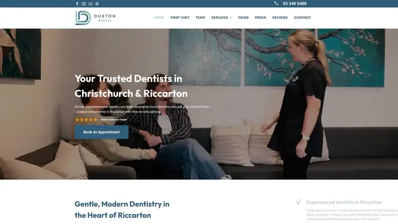Homepage of duxtondental.co.nz