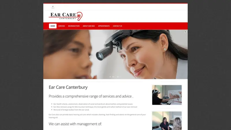 Homepage of earcare.nz
