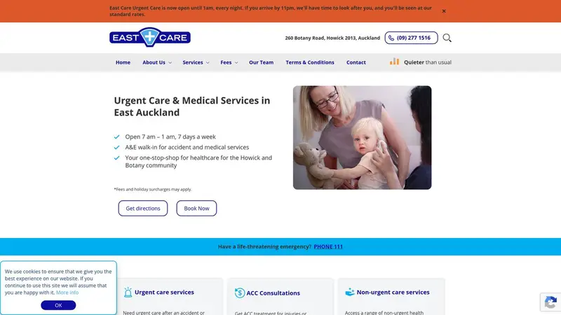 Homepage of eastcare.co.nz