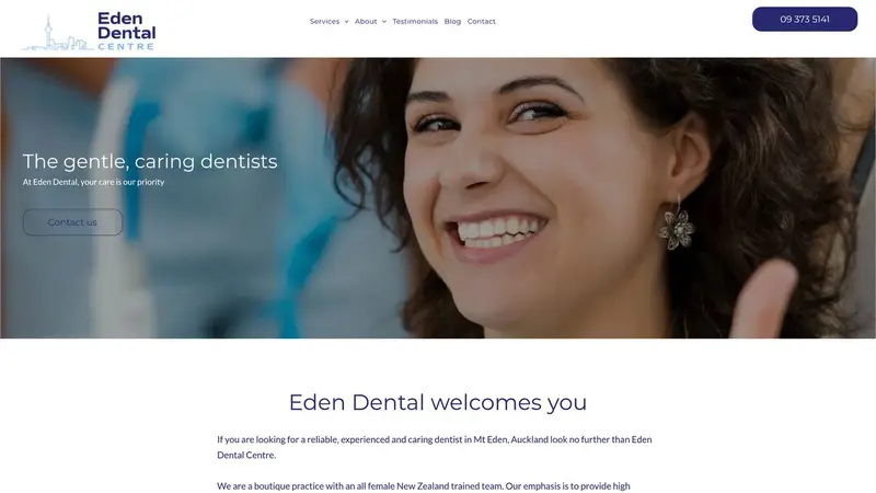 Homepage of edendental.co.nz