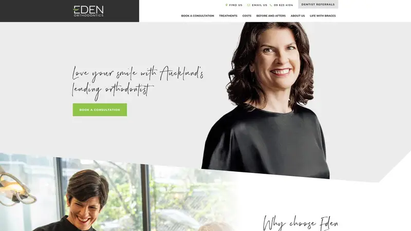 Homepage of edenorthodontics.co.nz