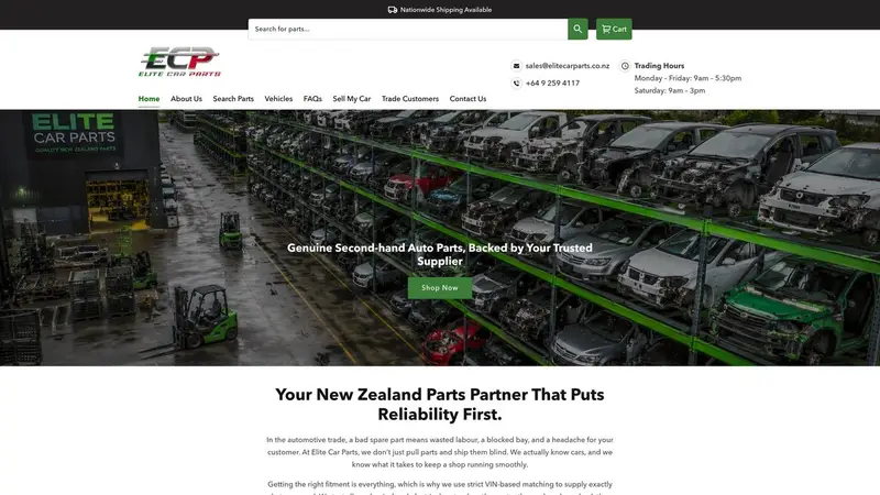Homepage of elitecarparts.co.nz