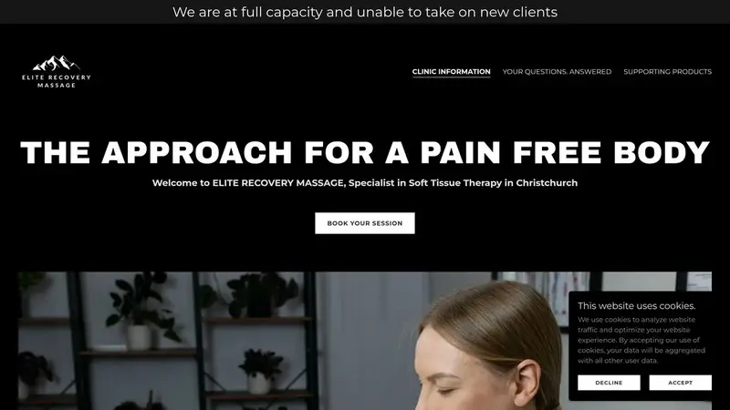 Homepage of eliterecoverymassage.co.nz
