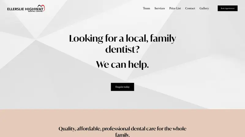 Homepage of ellersliehwaydentalcentre.co.nz