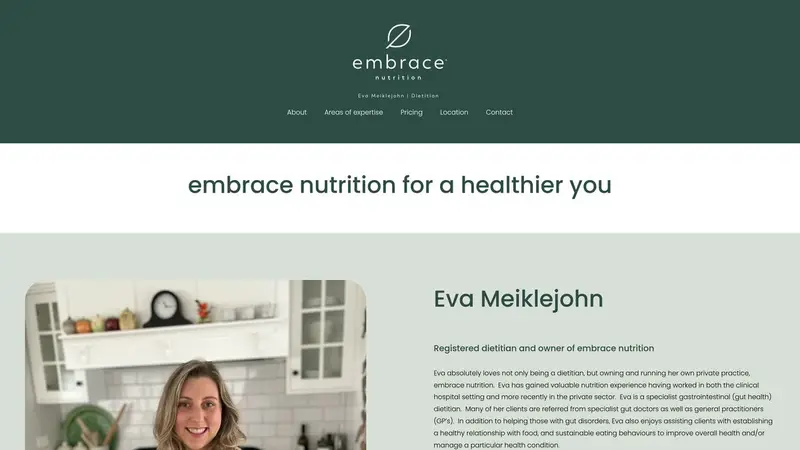 Homepage of embracenutrition.co.nz