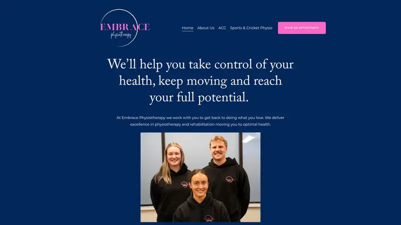 Homepage of embracephysio.co.nz