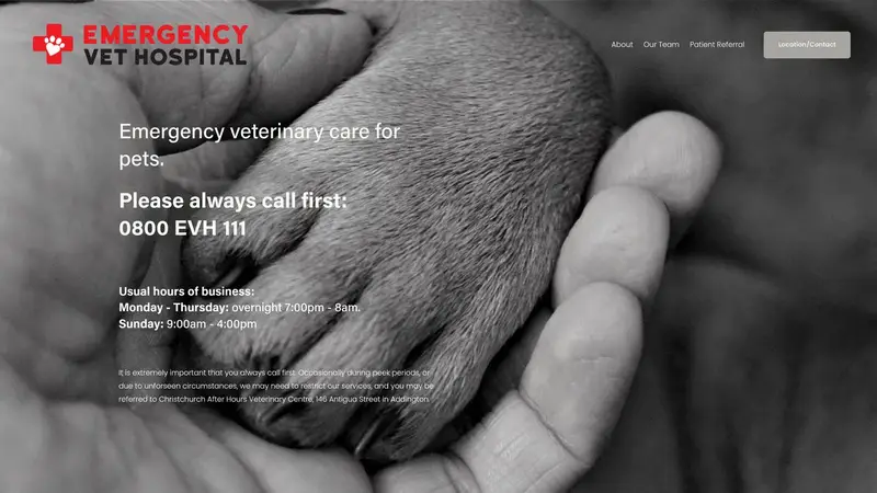 Homepage of emergencyvethospital.co.nz
