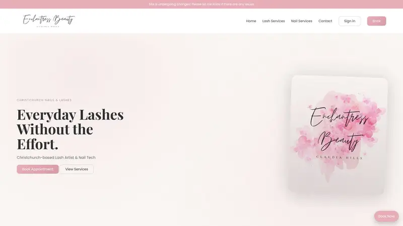Homepage of enchantressbeauty.co.nz