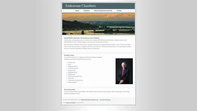 Homepage of endeavourchambers.co.nz