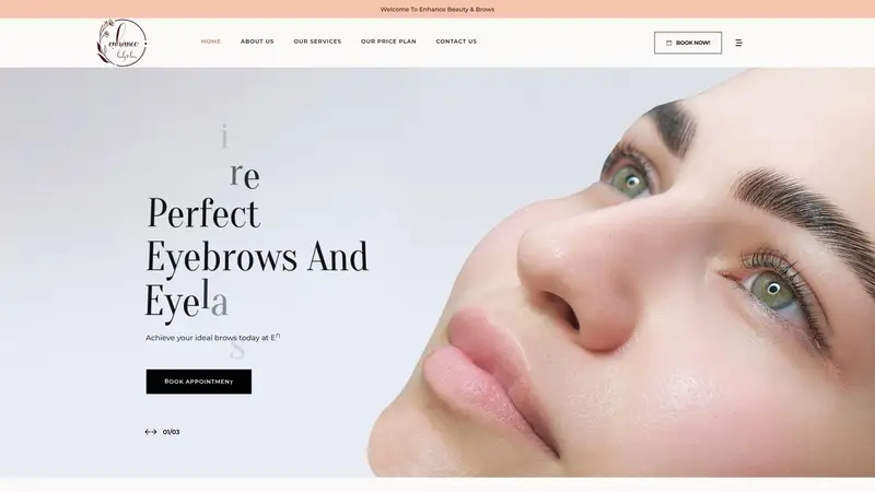 Homepage of enhancebeautyandbrows.co.nz