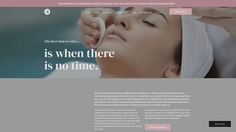 Homepage of essentialtherapy.co.nz