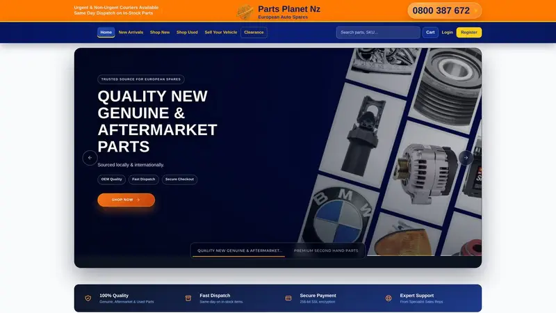 Homepage of europart.co.nz