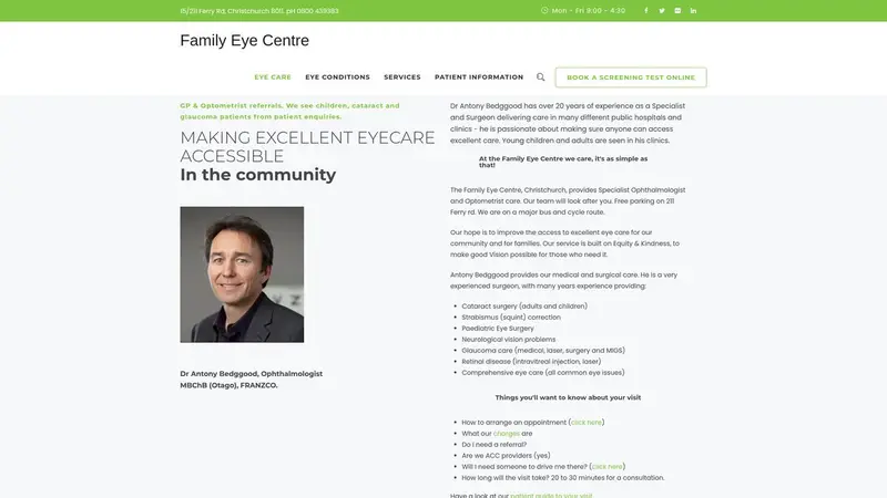 Homepage of familyeyecentre.nz