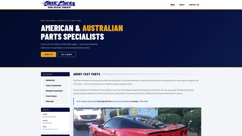 Homepage of fastparts.net.nz