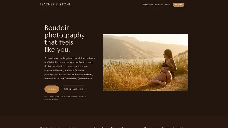 Homepage of featherandstoneboudoir.co.nz