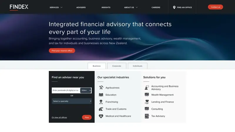 Homepage of findex.co.nz