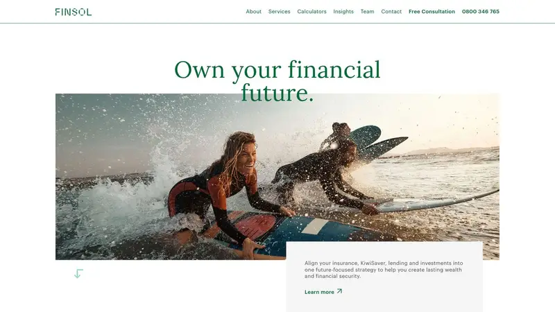 Homepage of finsol.co.nz