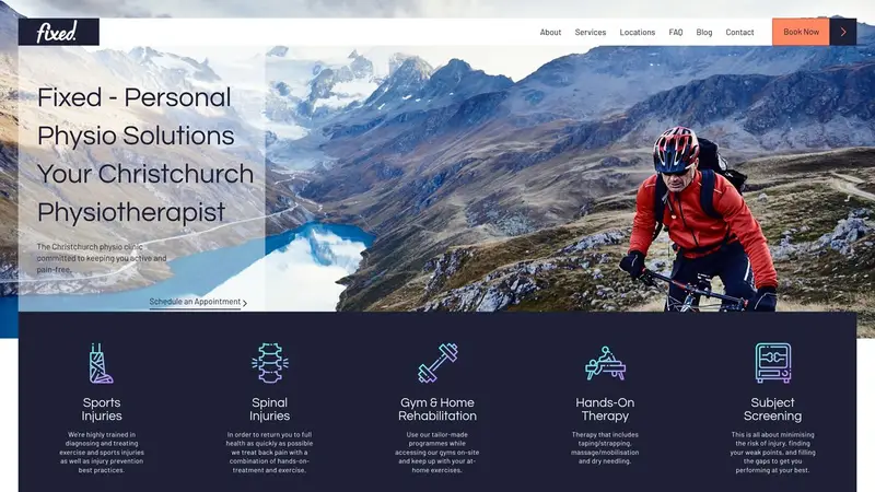 Homepage of fixedphysio.co.nz
