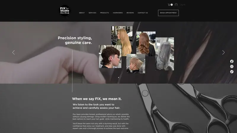 Homepage of fixhairandbeauty.co.nz