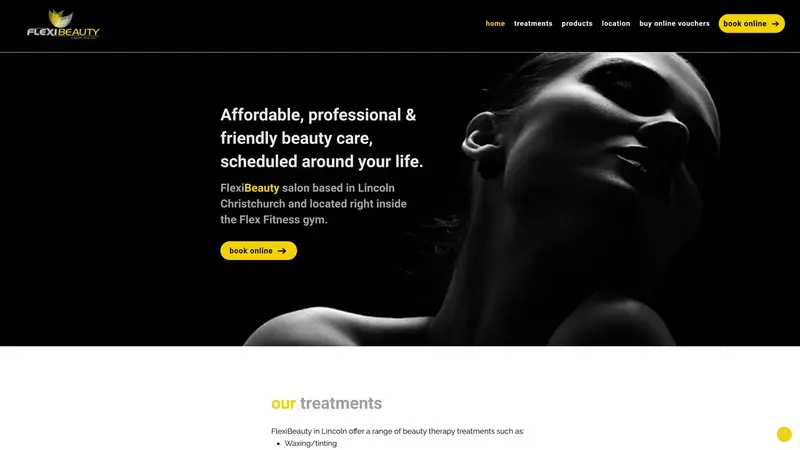 Homepage of flexibeauty.co.nz