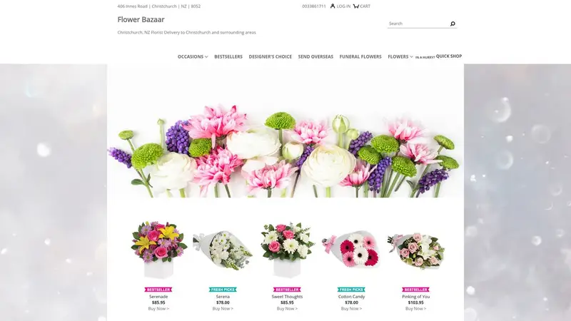 Homepage of flowerbazaarchristchurch.co.nz