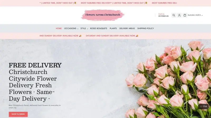 Homepage of flowersacrosschristchurch.co.nz