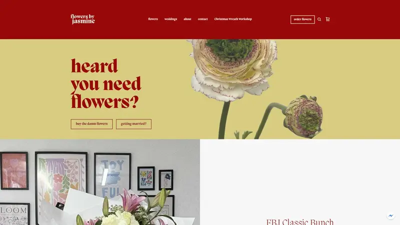Homepage of flowersbyjasmine.co.nz