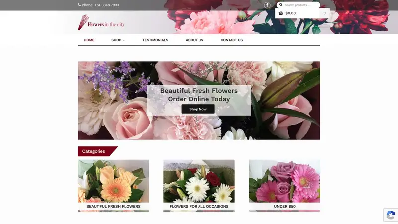 Homepage of flowersinthecity.co.nz