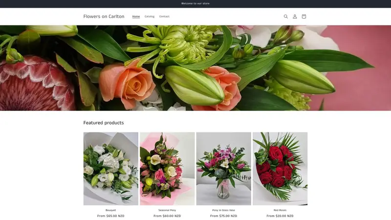 Homepage of flowersoncarlton.co.nz