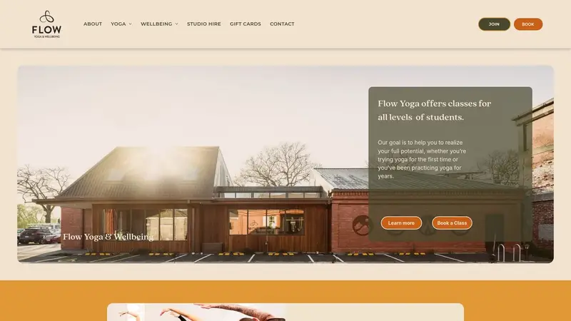 Homepage of flowwellbeing.co.nz