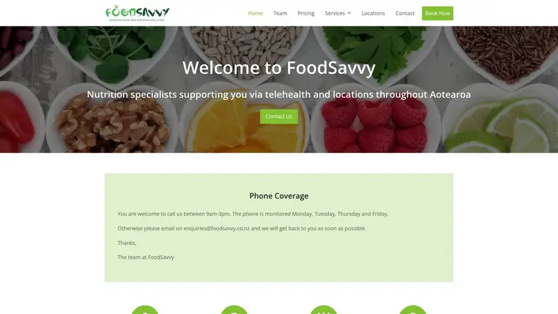 Homepage of foodsavvy.co.nz