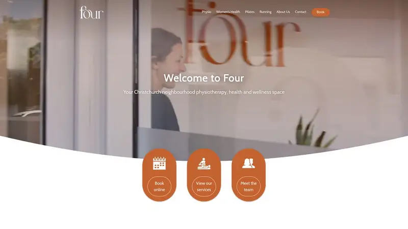 Homepage of fourphysio.co.nz