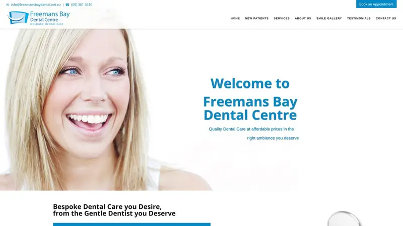 Homepage of freemansbaydental.net.nz