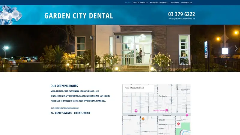 Homepage of gardencitydental.co.nz