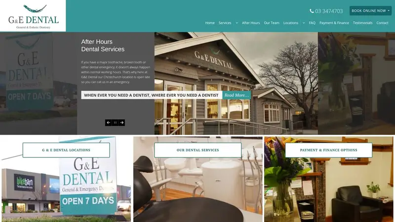 Homepage of gedental.nz