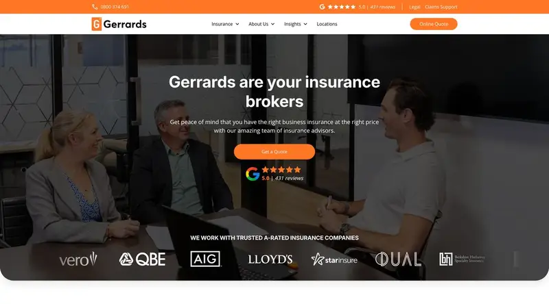 Homepage of gerrards.co.nz