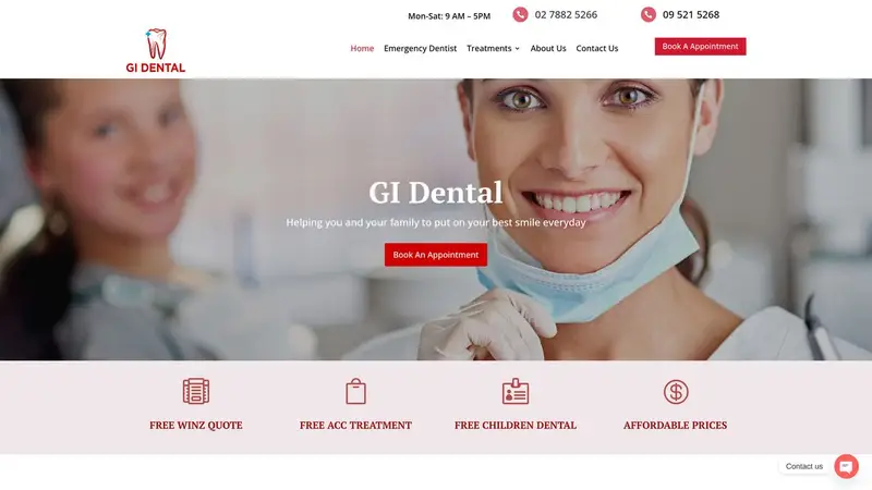 Homepage of gidental.co.nz