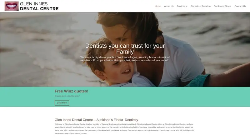 Homepage of gleninnesdentalcentre.co.nz