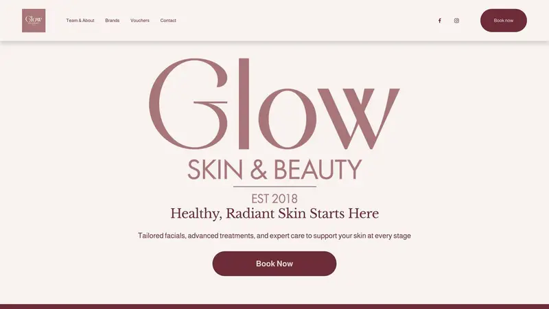 Homepage of glowskinandbeauty.co.nz