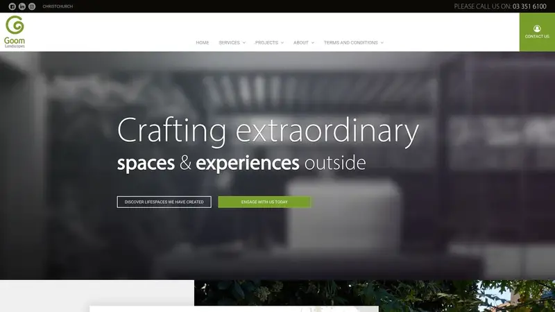 Homepage of goomlandscapes.co.nz