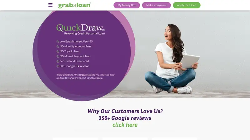 Homepage of grabaloan.co.nz