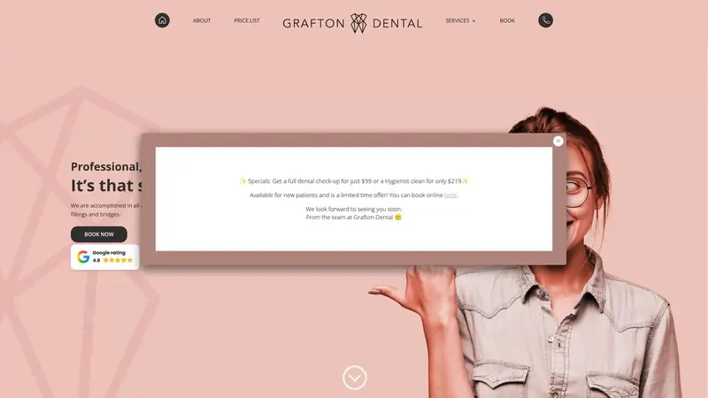 Homepage of graftondental.co.nz