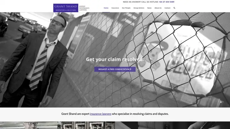 Homepage of grantshand.co.nz