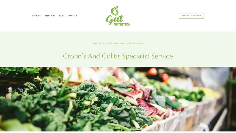 Homepage of gutnutrition.co.nz
