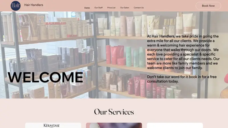 Homepage of hairhandlers.co.nz