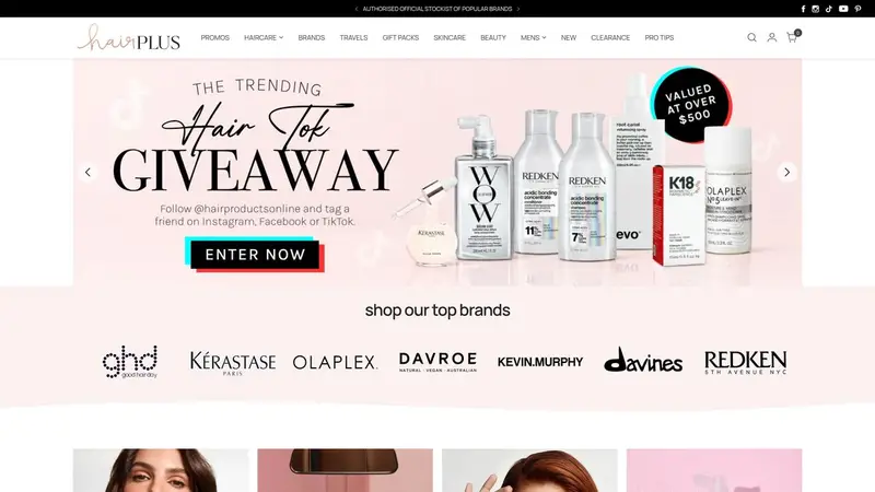 Homepage of hairplus.co.nz