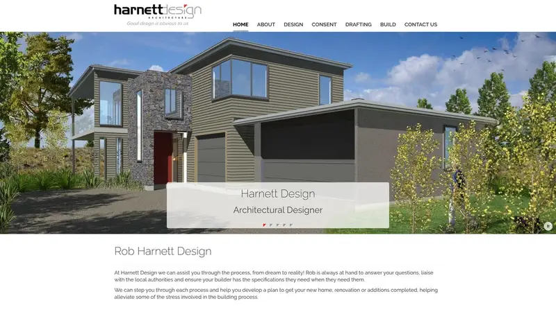 Homepage of harnettdesign.co.nz