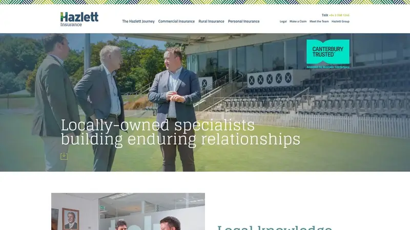 Homepage of hazlettinsurance.nz