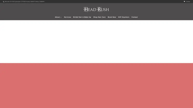 Homepage of headrushsalon.co.nz